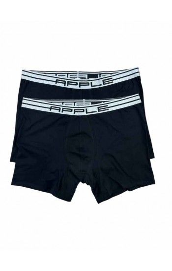 536.Ανδρικό Boxer Μακρύ Πόδι Σετ 2 τμχ Υπερμέγεθος APPLE  μαύρο-μαύρο