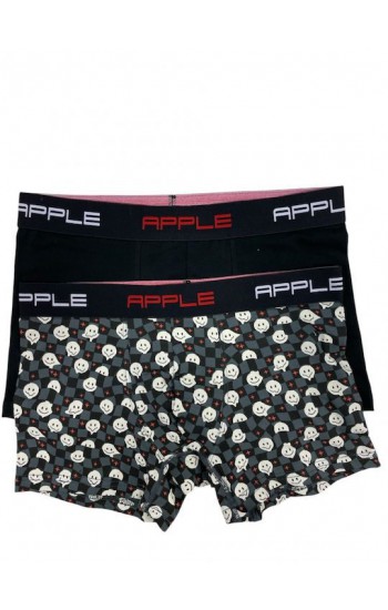 534.Apple Boxer Ανδρικά Μποξεράκια Black/Smiles 2Pack