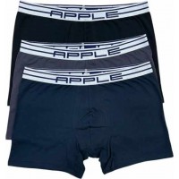 533.Apple Boxer 3 τεμάχια 0113965 X3 μαύρο-ανθρακί-μπλε