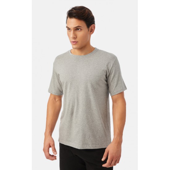 1081.Ανδρικό Βαμβακερό T-Shirt με κλειστή λαιμουδιά MINERVA ΓΚΡΙ