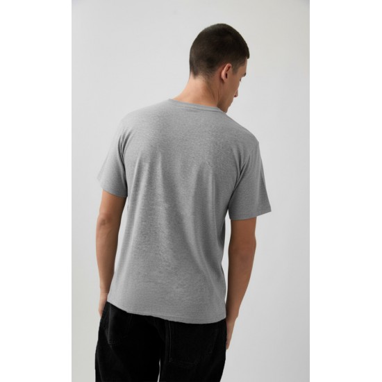 1081.Ανδρικό Βαμβακερό T-Shirt με κλειστή λαιμόκοψη MINERVA ΓΚΡΙ