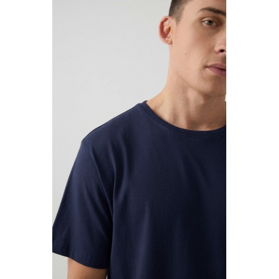 1081.Ανδρικό Βαμβακερό T-Shirt με κλειστή λαιμουδιά MINERVA ΜΠΛΕ