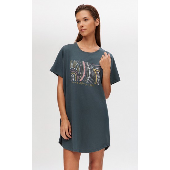 Μονόχρωμο Γυναικείο Boyfriend T-shirt Dress με στάμπα Minerva
