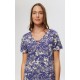 TENCEL™ Modal Κοντομάνικη Εμπριμέ Γυναικεία Νυχτικιά με V λαιμόκοψη Minerva