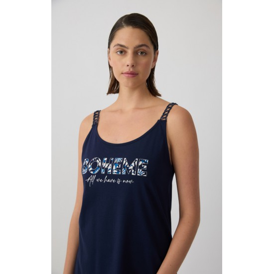 Boheme Αμάνικη Μπριτέλα Γυναικεία Πυτζάμα με Μακρύ Σορτς Minerva