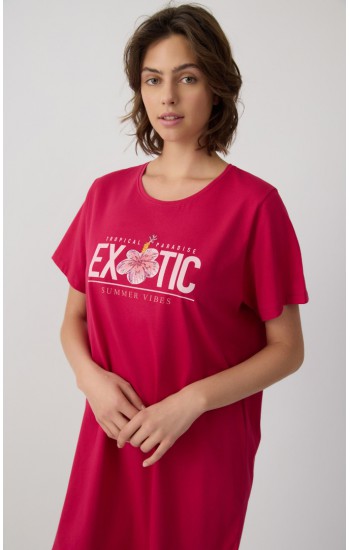 Μονόχρωμο Γυναικείο Boyfriend T-shirt Dress με Τύπωμα Minerva 