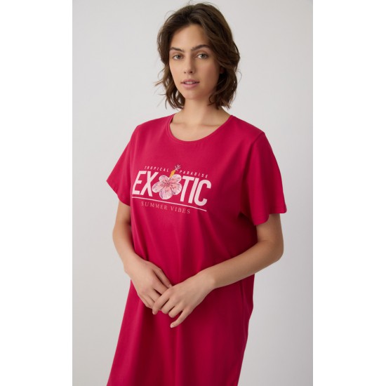 Μονόχρωμο Γυναικείο Boyfriend T-shirt Dress με Τύπωμα Minerva