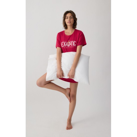 Μονόχρωμο Γυναικείο Boyfriend T-shirt Dress με Τύπωμα Minerva