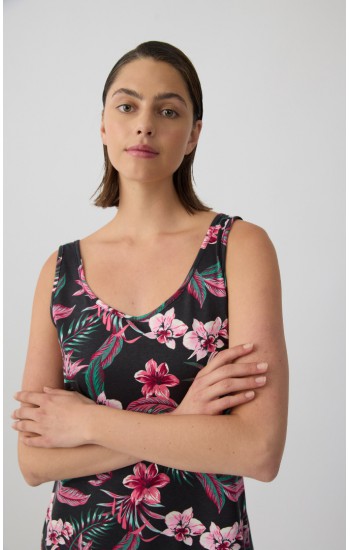 Exotic Floral Γυναικεία Αμάνικη Μπριτέλα Νυχτικιά Minerva 