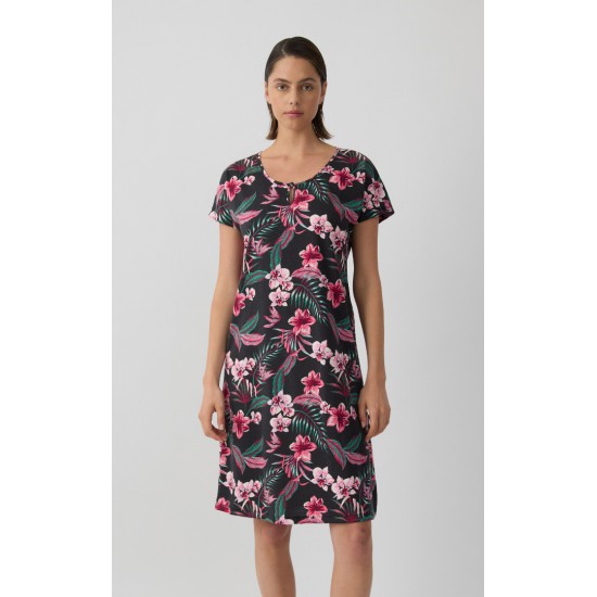 Exotic Floral Γυναικεία Κοντομάνικη Νυχτικιά με πατιλέτα Minerva