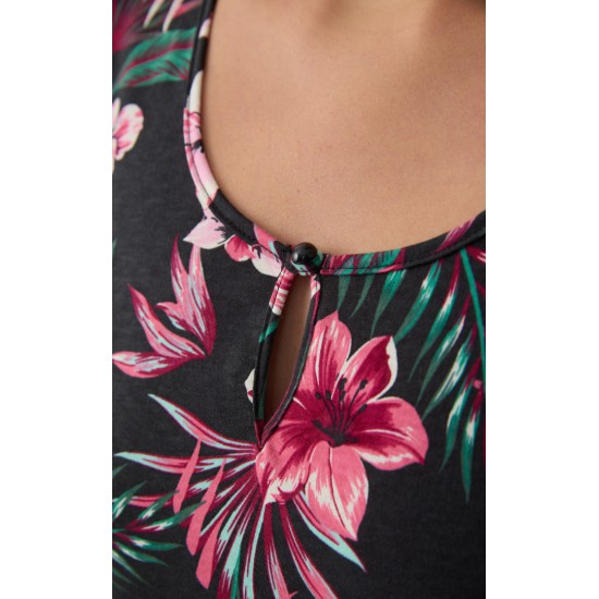 Exotic Floral Γυναικεία Κοντομάνικη Νυχτικιά με πατιλέτα Minerva