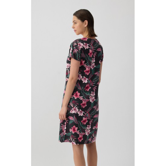 Exotic Floral Γυναικεία Κοντομάνικη Νυχτικιά με πατιλέτα Minerva