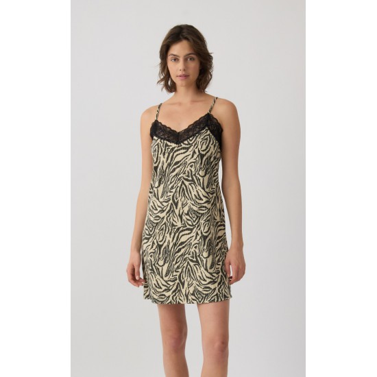 Earth Tones TENCEL™ Αμάνικη Μπριτέλα Γυναικεία Νυχτικιά με δαντέλα Minerva