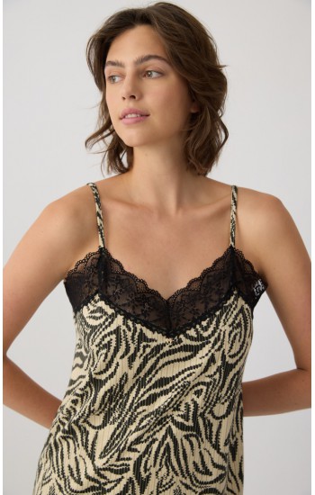Earth Tones TENCEL™ Αμάνικη Μπριτέλα Γυναικεία Νυχτικιά με δαντέλα Minerva 