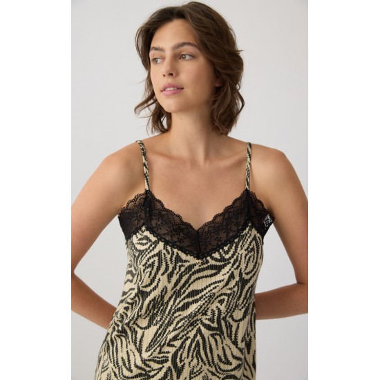 Earth Tones TENCEL™ Αμάνικη Μπριτέλα Γυναικεία Νυχτικιά με δαντέλα Minerva