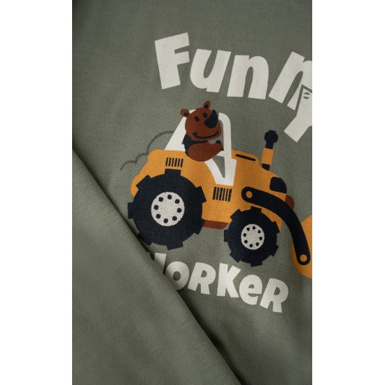 Funny Worker Μακρυμάνικη Interlock Βρεφική Πυτζάμα Minerva