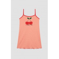 Cherries Pointelle Αμάνικη Μπριτέλα Παιδική Νυχτικιά Minerva 