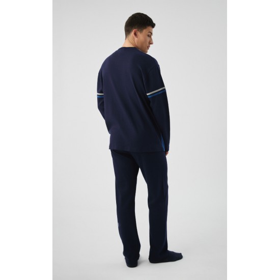 Minerva Color Block V Neck Punto Di Roma Ανδρική Πυτζάμα