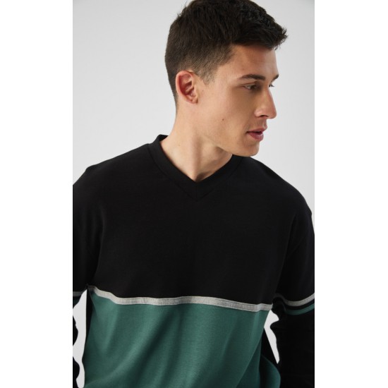 Minerva Color Block V Neck Punto Di Roma Ανδρική Πυτζάμα