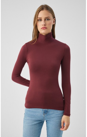 Fimelle TENCEL™ Modal Γυναικεία Ζιβάγκο Μακρυμάνικη Μπλούζα Μινέρβα Μπορντω
