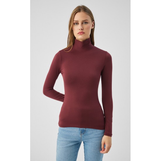 Fimelle TENCEL™ Modal Γυναικεία Ζιβάγκο Μακρυμάνικη Μπλούζα Μινέρβα Μπορντω