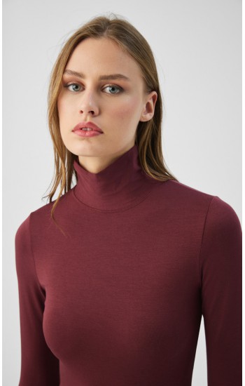 Fimelle TENCEL™ Modal Γυναικεία Ζιβάγκο Μακρυμάνικη Μπλούζα Μινέρβα Μπορντω