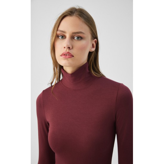 Fimelle TENCEL™ Modal Γυναικεία Ζιβάγκο Μακρυμάνικη Μπλούζα Μινέρβα Μπορντω