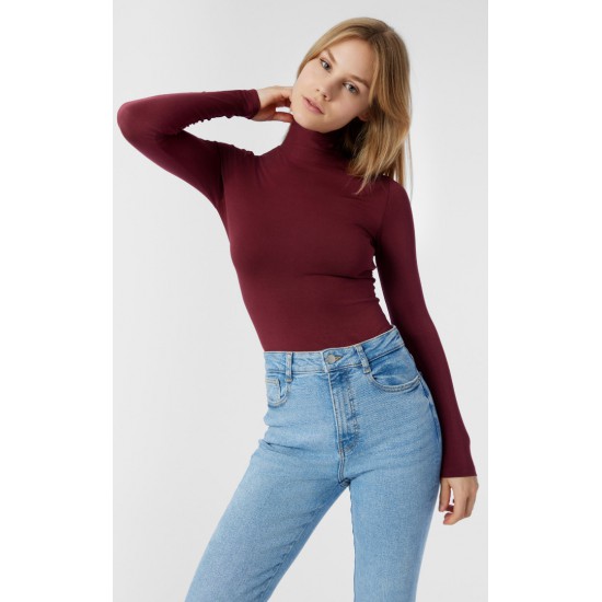 Fimelle TENCEL™ Modal Γυναικεία Ζιβάγκο Μακρυμάνικη Μπλούζα Μινέρβα Μπορντω