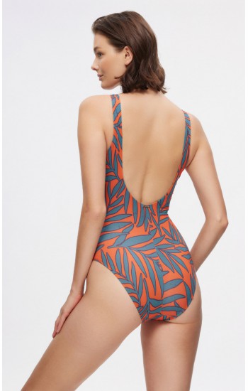 Minerva Sarah Drape Printed Women's One Piece Swimsuit Μαγιό