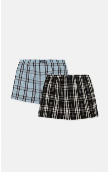 784.Boxer Short Popline MINERVA καρώ 2 τεμάχια