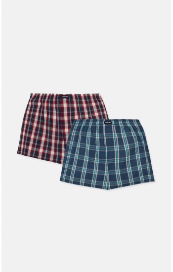 782.Boxer Short Popline MINERVA καρώ 2 τεμάχια