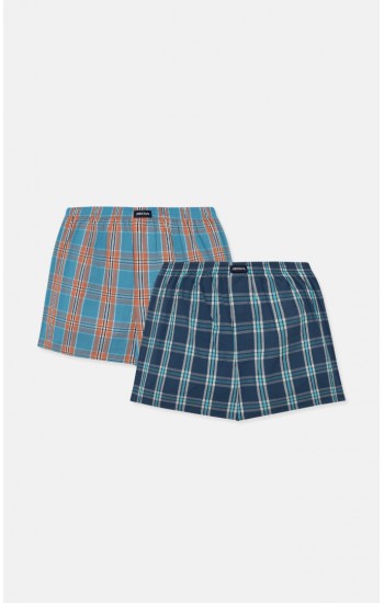 783.Boxer Short Popline MINERVA καρώ 2 τεμάχια