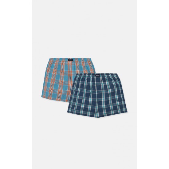 783.Boxer Short Popline MINERVA καρώ 2 τεμάχια
