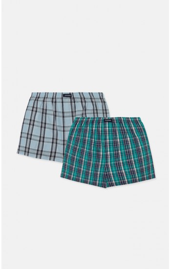 780.Boxer Short Popline MINERVA καρώ 2 τεμάχια