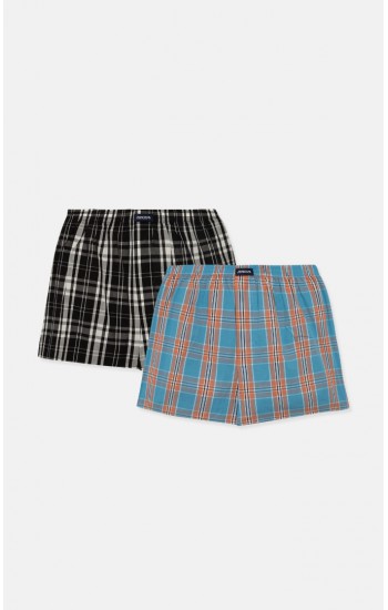 786.Boxer Short Popline MINERVA καρώ 2 τεμάχια