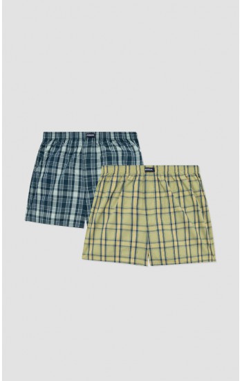 786.Boxer Short Popline MINERVA καρώ 2 τεμάχια