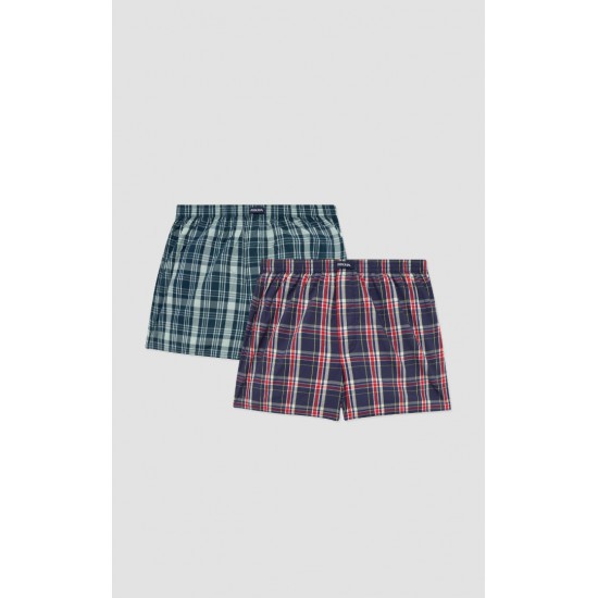 786.Boxer Short Popline MINERVA καρώ 2 τεμάχια
