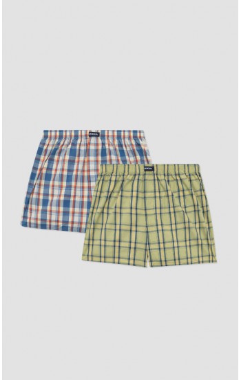 786.Boxer Short Popline MINERVA καρώ 2 τεμάχια