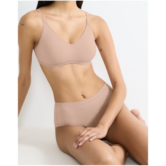 441.SLIP SLOGGI GO DAILY COTTON MIDI μπεζ