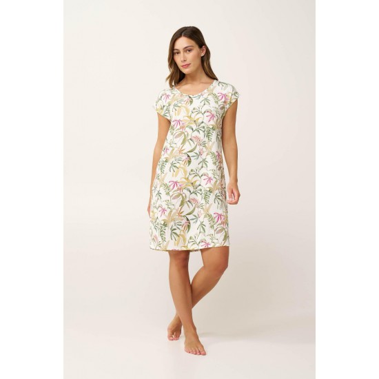 Micromodal Νυχτικό με Botanical Print Vamp