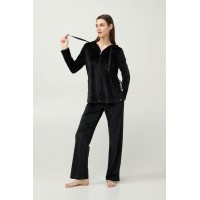 306,Γυναικείο Velvet Lounge Set με Κουκούλα Vamp