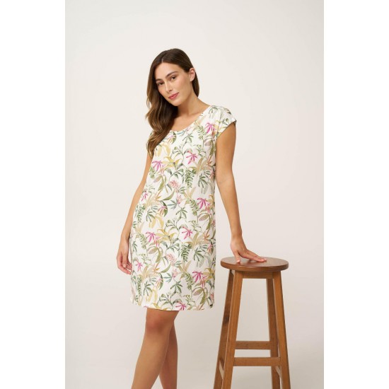 Micromodal Νυχτικό με Botanical Print Vamp