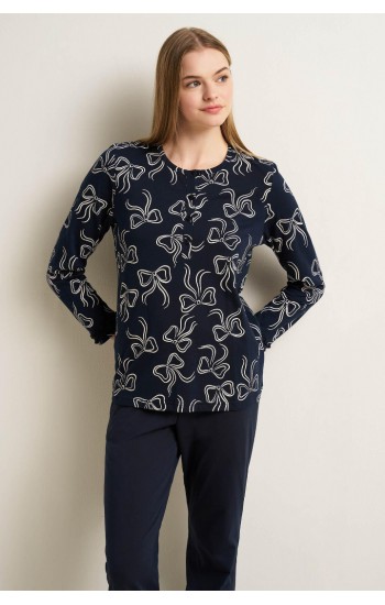1013,Γυναικεία Βαμβακερή Πυτζάμα με Πατιλέτα Vamp