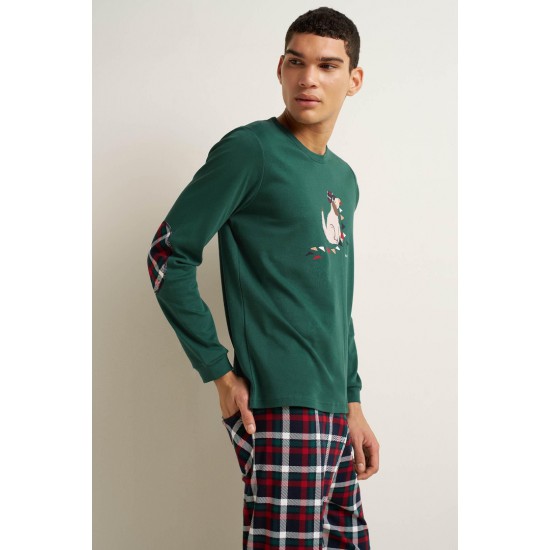 Ανδρική Matching Βαμβακερή Πυτζάμα με Μανσέτες VAMP